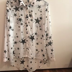 Sheer star print button up